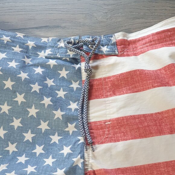 American Flag Swim Trunks George Size M 32 to 34 Elastic Waist Drawstring Pool - Picture 2 of 8
